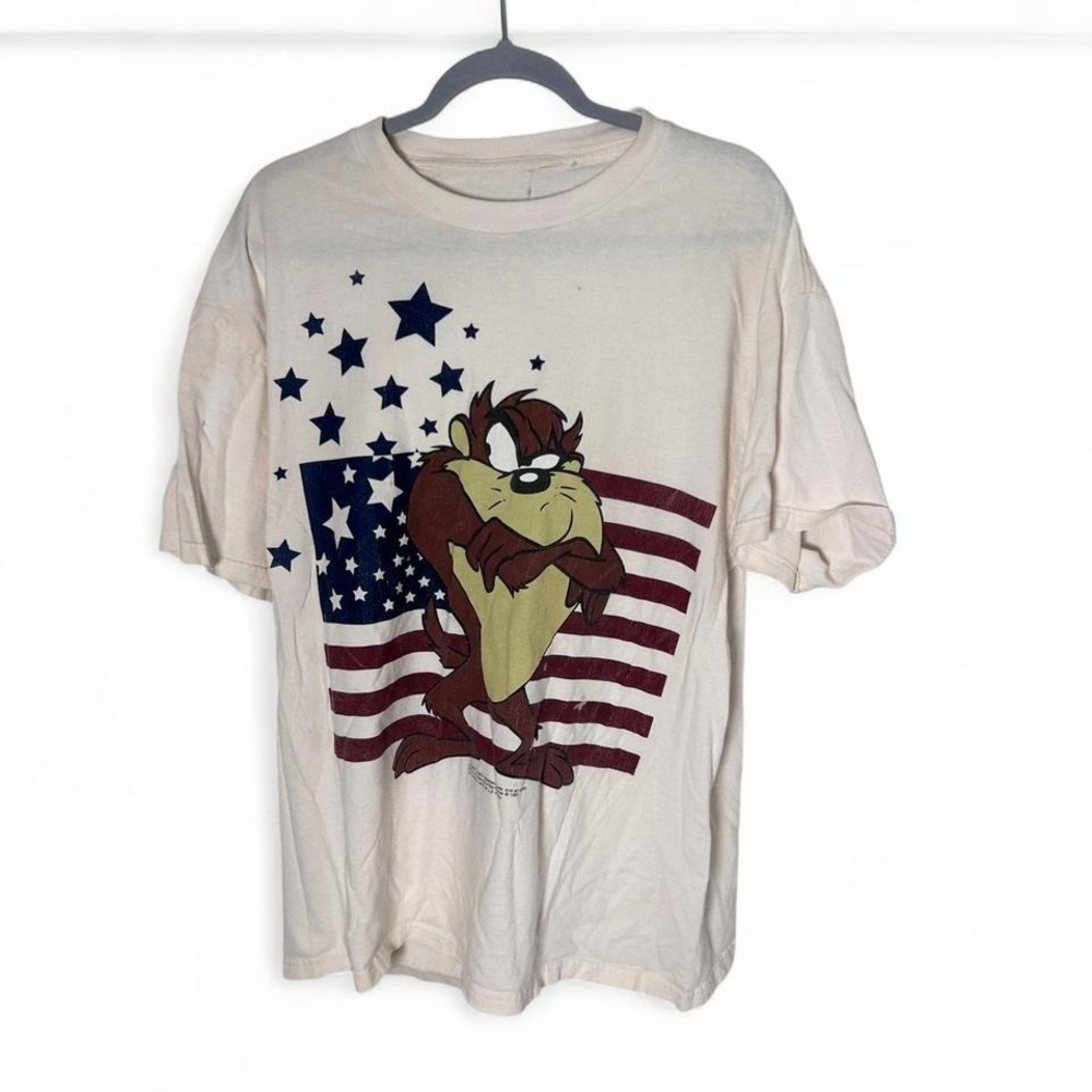VTG 1997 TAZ L SHIRT DELTA USA PATRIOTIC Large?  WARNER BROS.‎ LOONEY TUNES